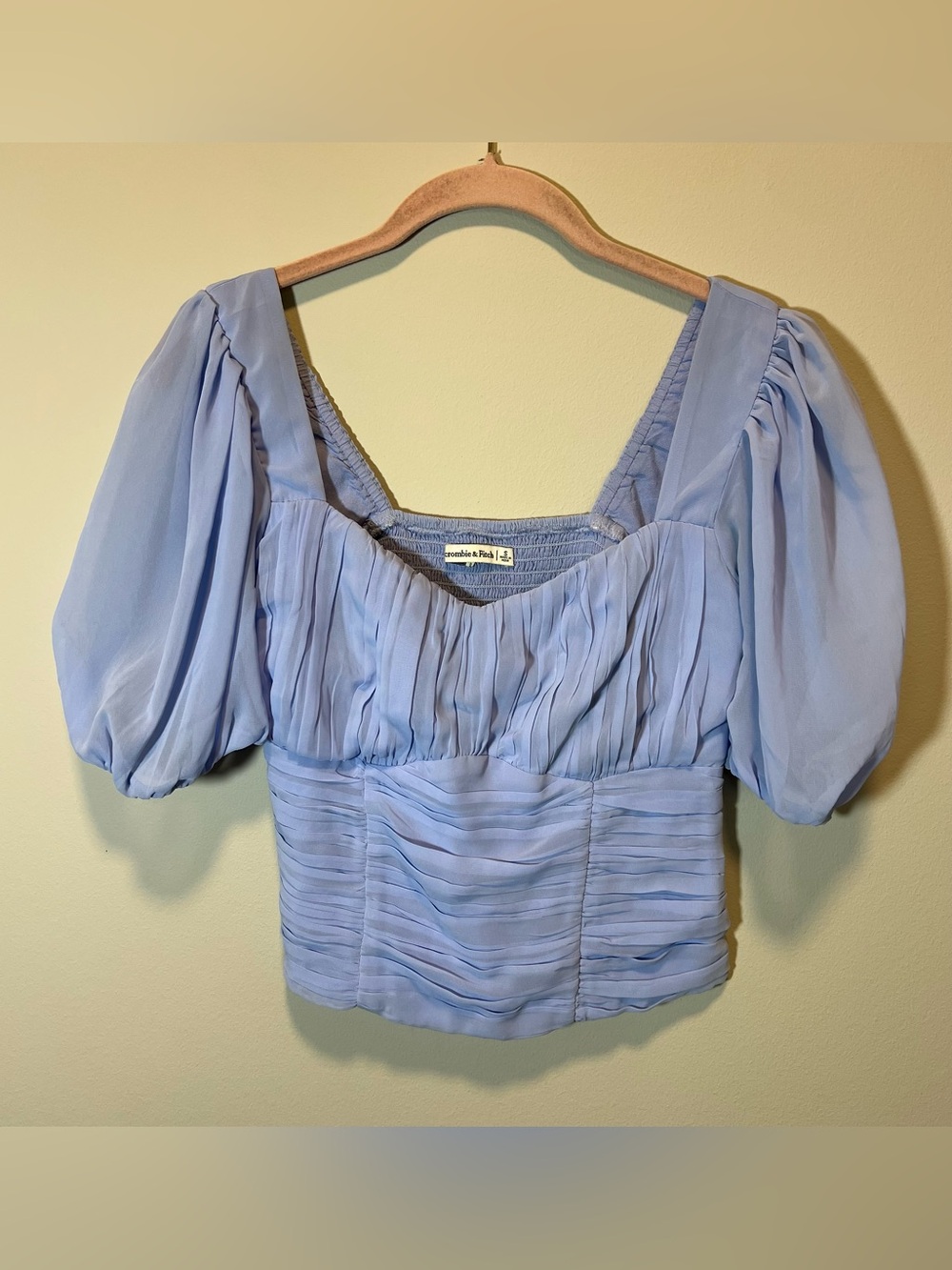 Abercrombie & Fitch Blue Puff Sleeve Top Small